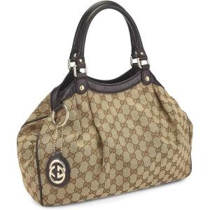 WHAT GOES AROUND COMES AROUND Women’s Pre-Loved Gucci Brown Canvas Sukey Tote(Brown)
