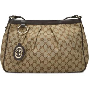 What Goes Around Comes Around Women’s Pre-Loved Gucci Brown Canvas Sukey Messenger Bag, Brown, One Size(Brown)
