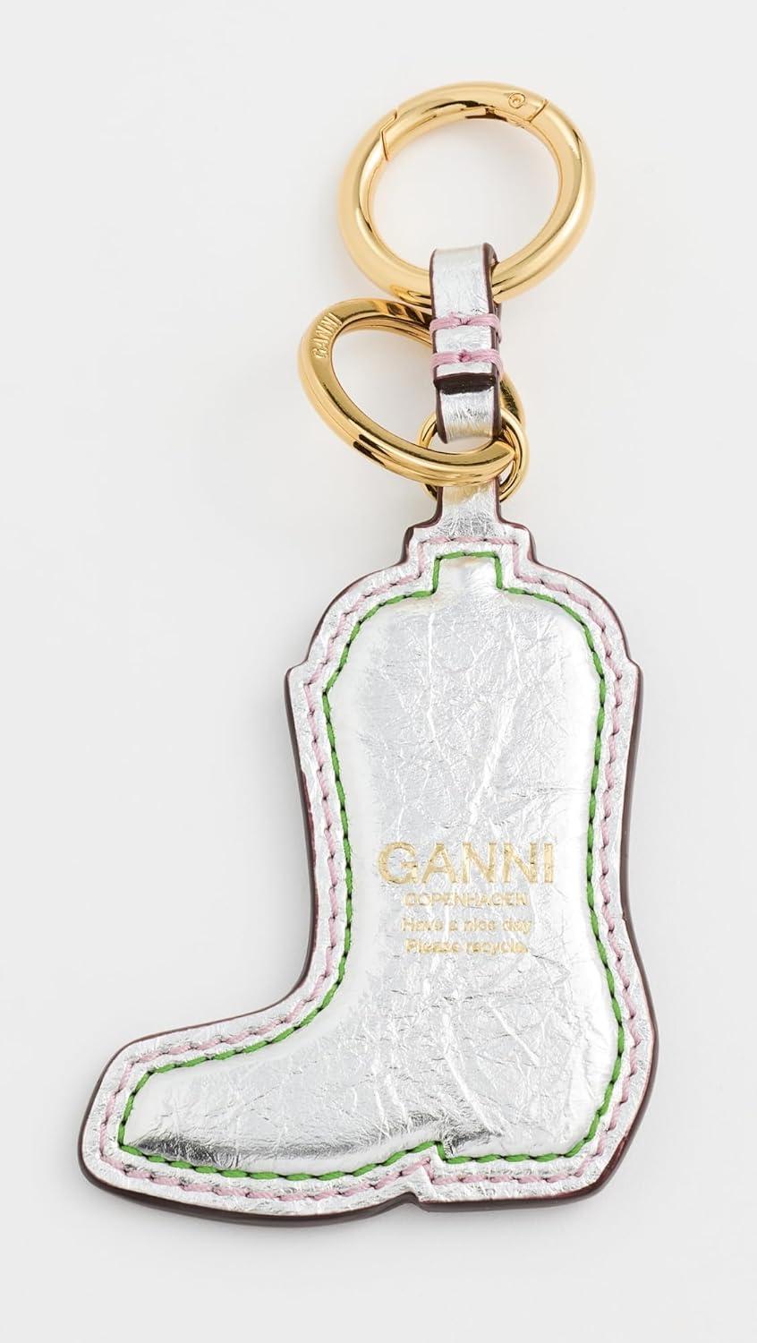 imageGANNI Womens Western Boot Key Ring MetallicMulticolour
