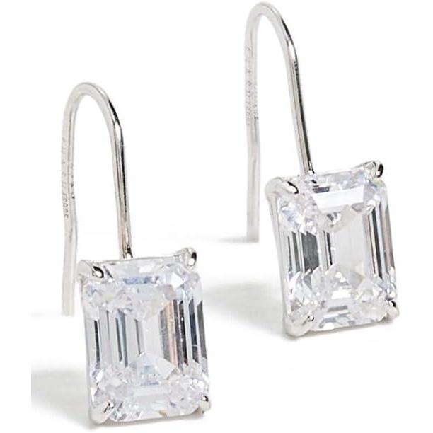 imageSHASHI Womens Emerald Baguette French Hook EarringsSilver