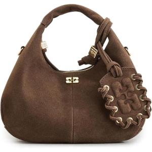 GANNI Women’s Recycled Suede Mini Hobo Bag(Chicory Coffee)
