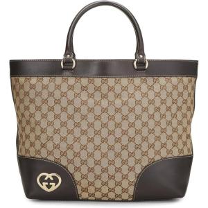 What Goes Around Comes Around Women’s Pre-Loved Gucci Brown Canvas Lovely Heart Large Tote(Brown)
