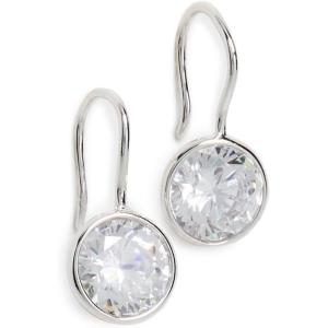 SHASHI Women’s Bezel Drop Earrings, Silver, One Size