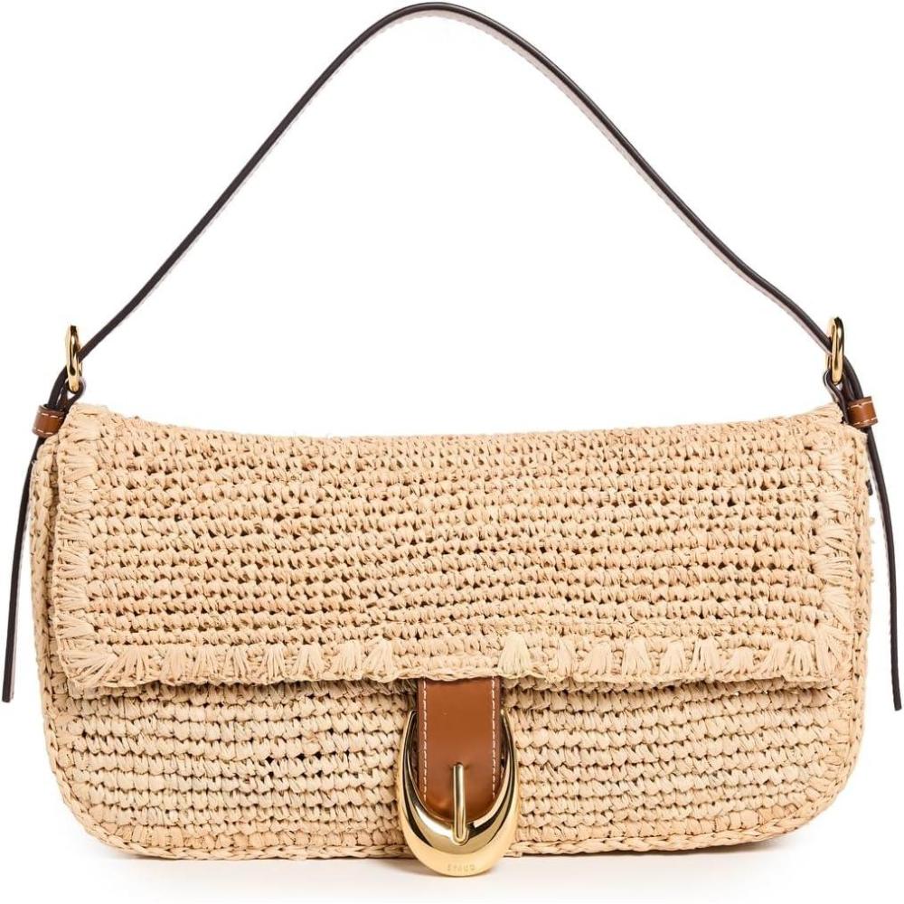 imageSTAUD Womens Harlow Raffia Shoulder BagNaturalTan