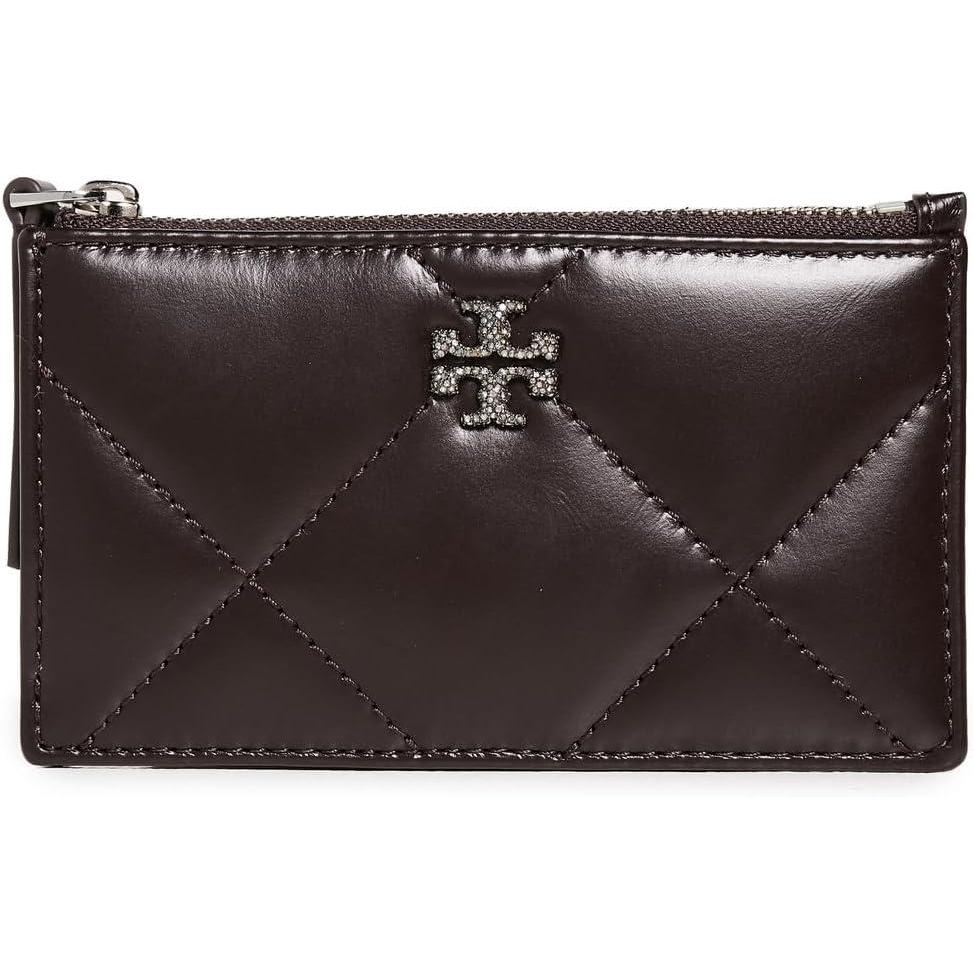 imageTory Burch Womens Kira Diamond Quilt Pave Zip Card CaseJohn Cocoa