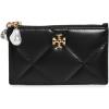 imageTory Burch Womens Kira Diamond Quilt Charm Zip Card CaseBlack