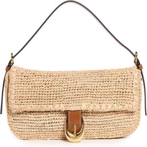 STAUD Women’s Harlow Raffia Shoulder Bag(Natural/Tan)