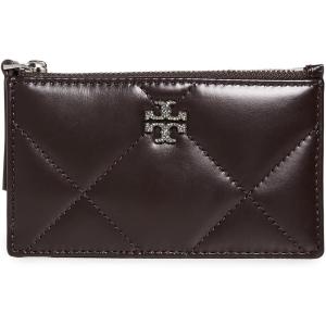 Tory Burch Women’s Kira Diamond Quilt Pave Zip Card Case(John Cocoa)