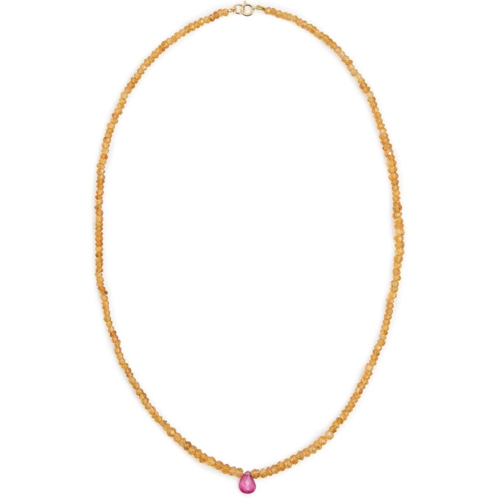 imageJIAJIA Womens Citrine Ruby Teardrop NecklaceYellow