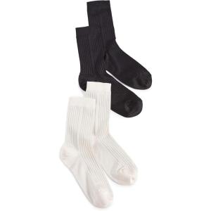 Stems Women’s Classic Rib Socks 2 Pack(Black & Ivory)