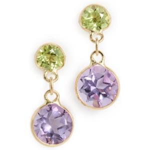 JIA JIA Women’s 18k Amethyst Sphere Drop Earrings(Green/Purple)