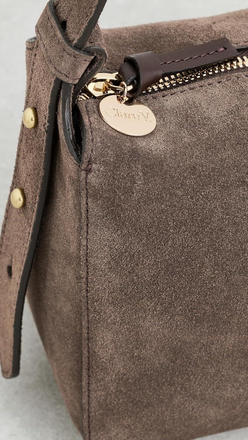 imageClare V Womens Fleurine Suede BagChocolate