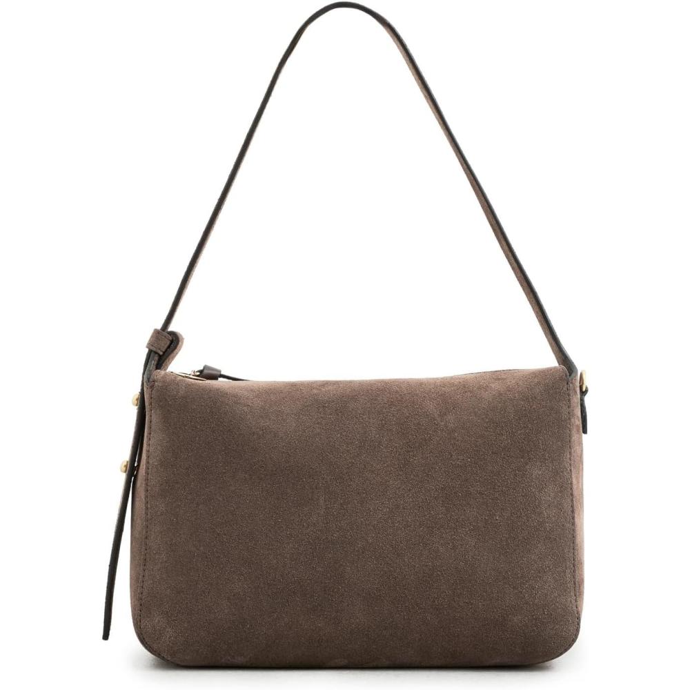 imageClare V Womens Fleurine Suede BagChocolate