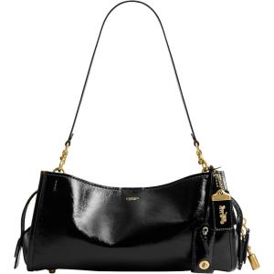 COACH Women’s Glazed Leather Rogue Bag 34, B4/BLACK, Black, One Size(B4/Black)