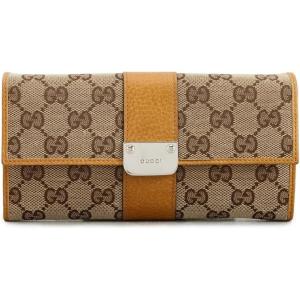 WHAT GOES AROUND COMES AROUND Women’s Pre-Loved Gucci Yellow Canvas Continental Wallet, Yellow, One Size