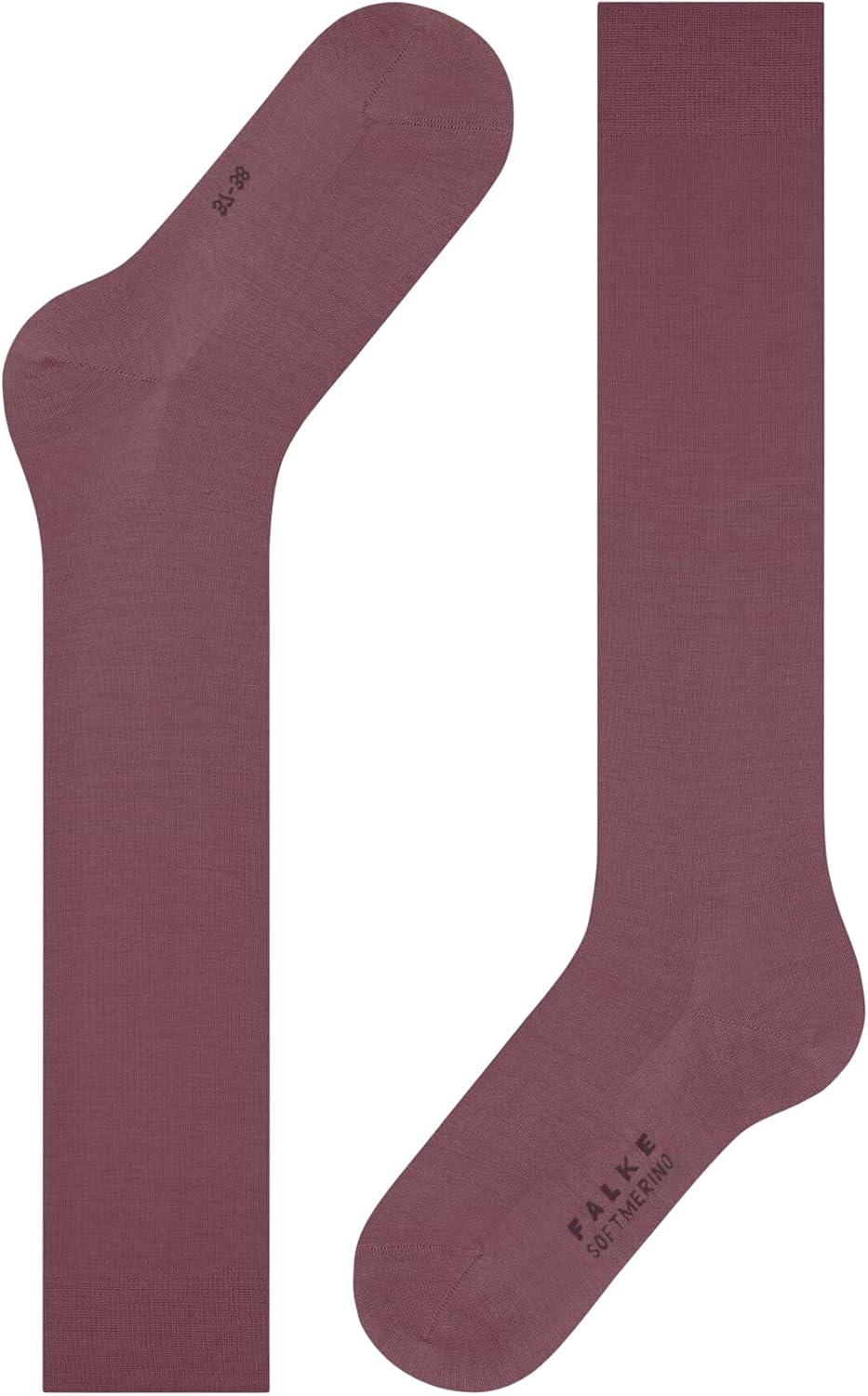 imageFALKE Womens Softmerino KneeHigh Socks Merino Wool Cotton 1 PairPink Roan Rouge 8936