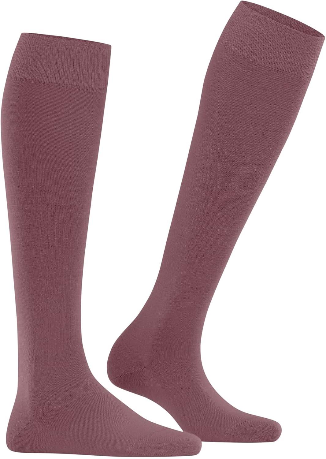 imageFALKE Womens Softmerino KneeHigh Socks Merino Wool Cotton 1 PairPink Roan Rouge 8936