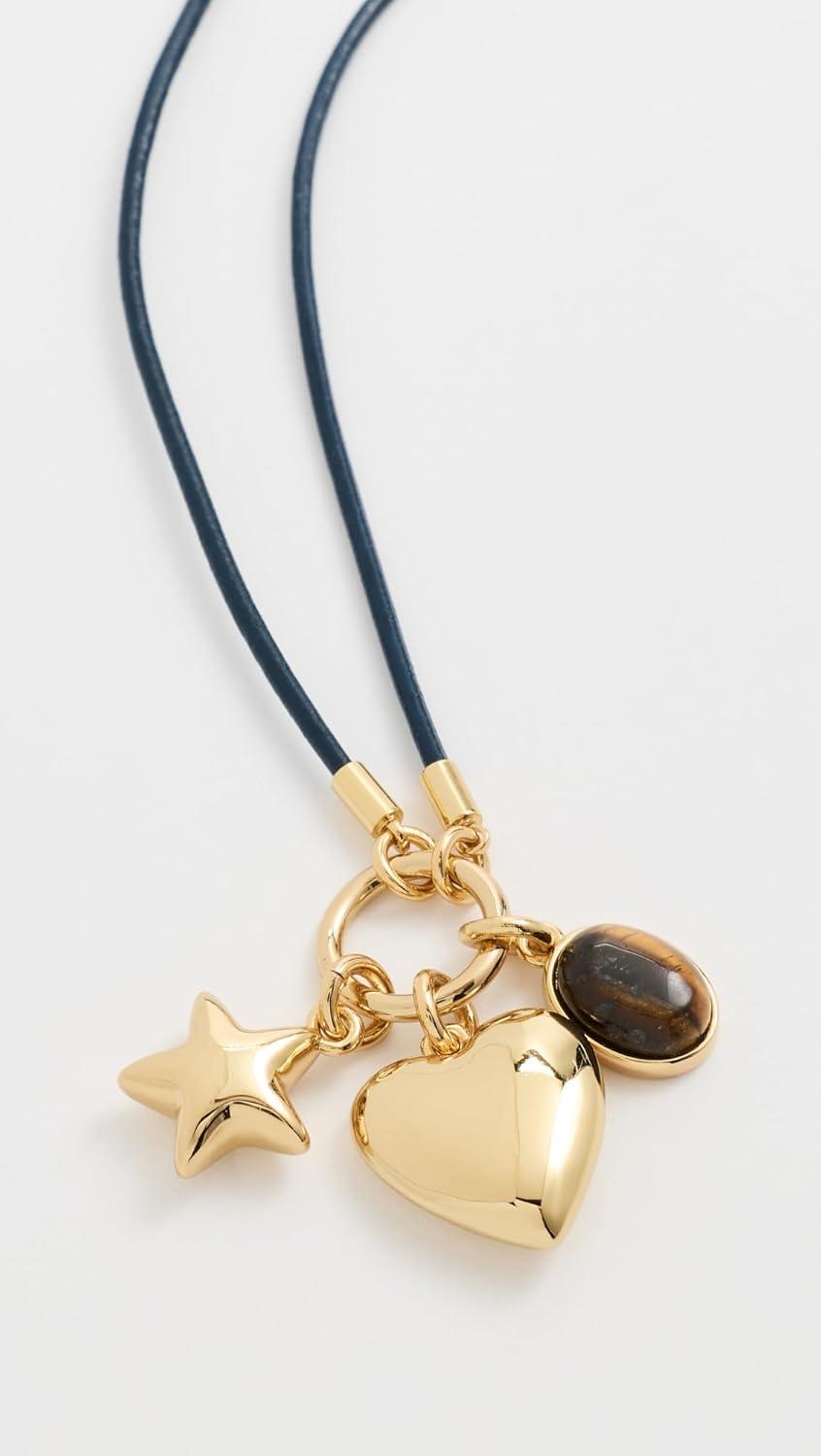 imageMadewell Womens Leather Heart Charm Clip NecklaceAntique Gold