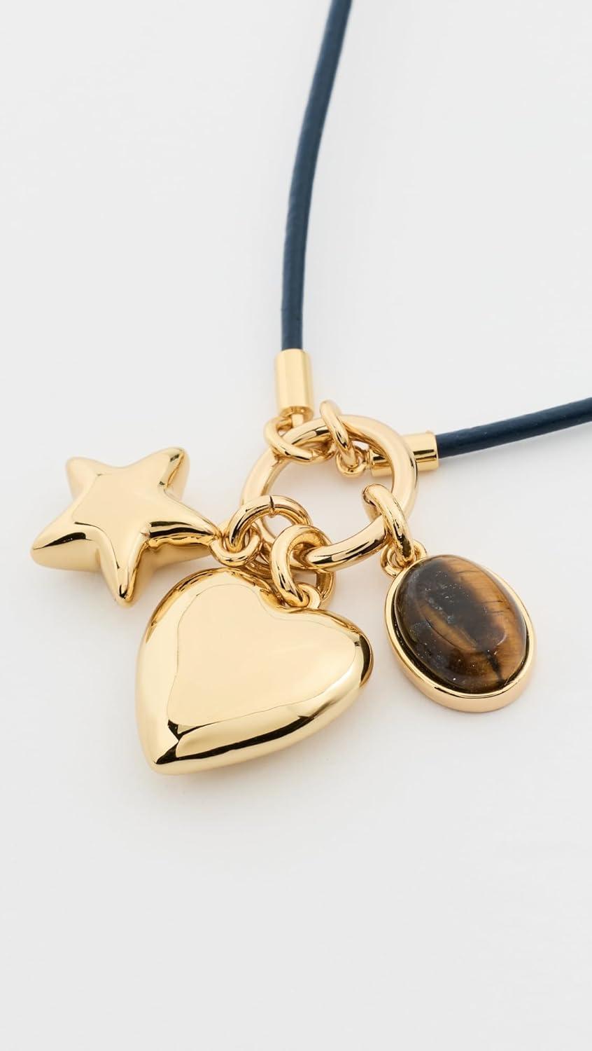 imageMadewell Womens Leather Heart Charm Clip NecklaceAntique Gold