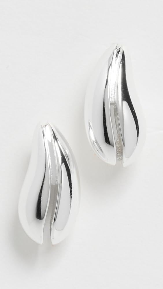 imageTory Burch Womens Mini Wave Earrings Light Silver One Size