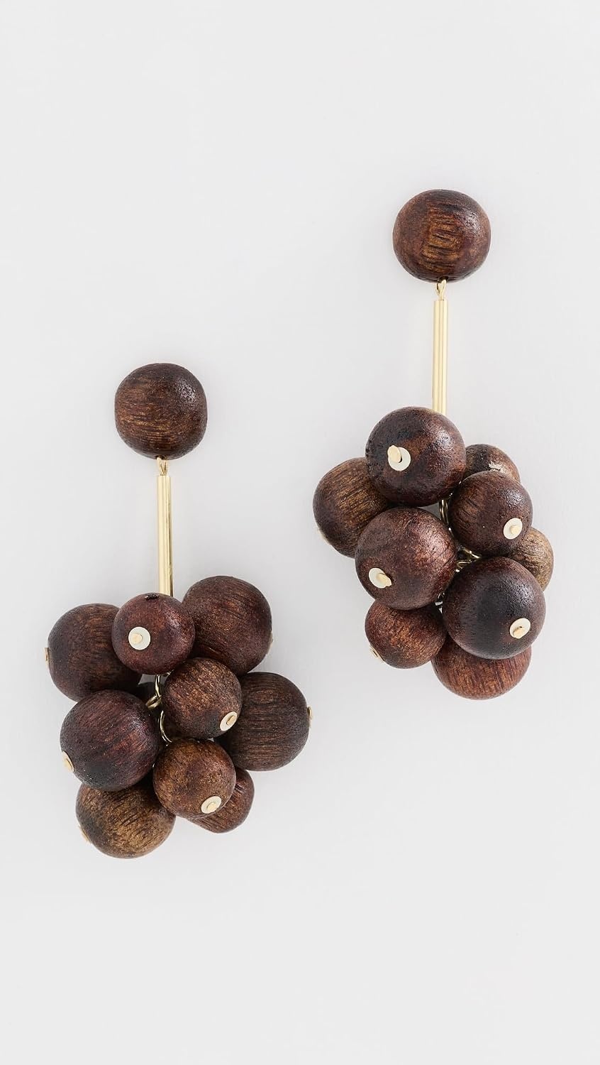 image:imageKenneth Jay Lane Womens Cluster Ball Drop EarringsGoldBrownwood