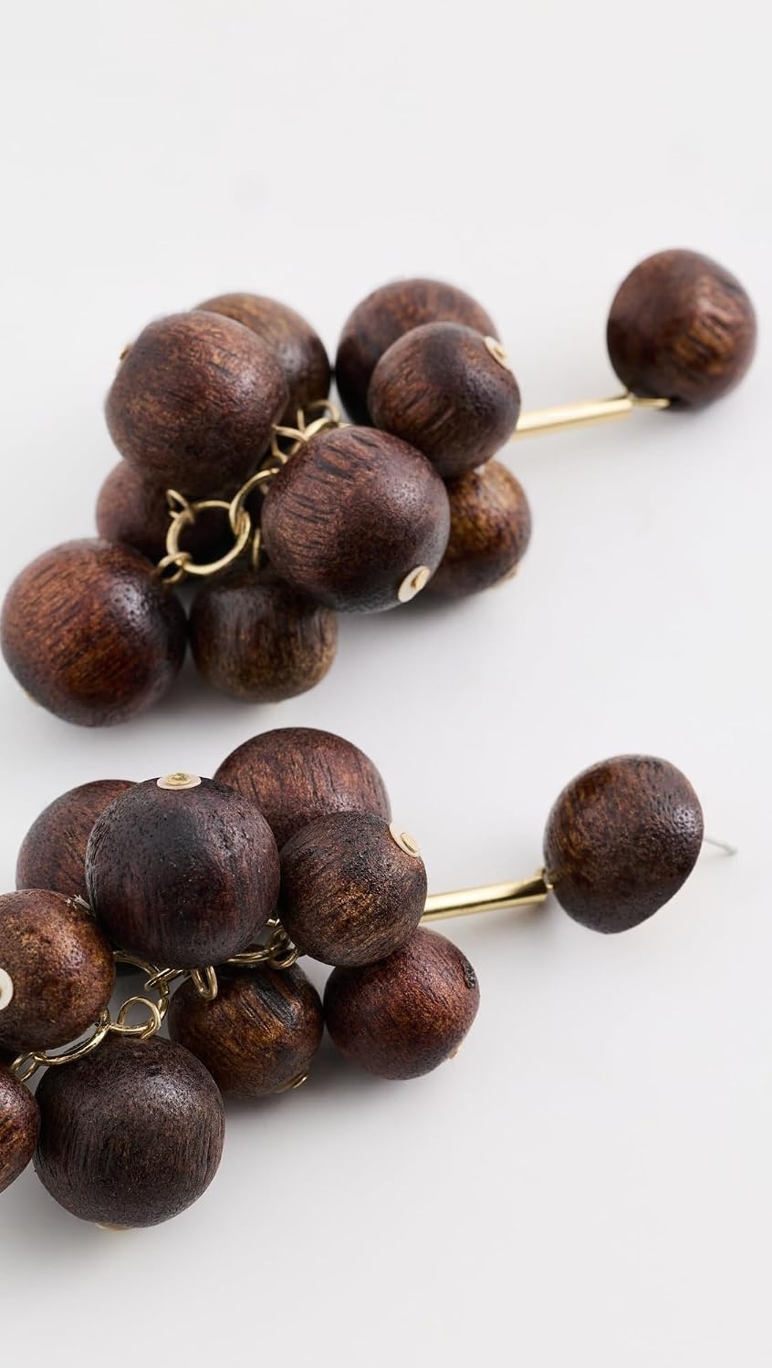 image:imageKenneth Jay Lane Womens Cluster Ball Drop EarringsGoldBrownwood