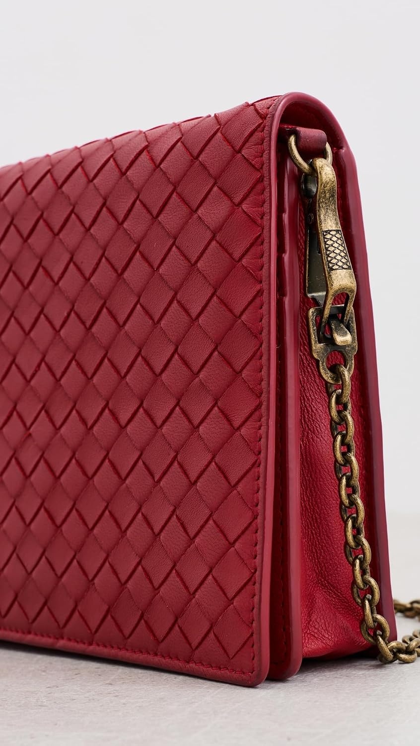 image:imageWHAT GOES AROUND COMES AROUND Womens PreLoved Bottega Red Intrecciato Chain WalletRed
