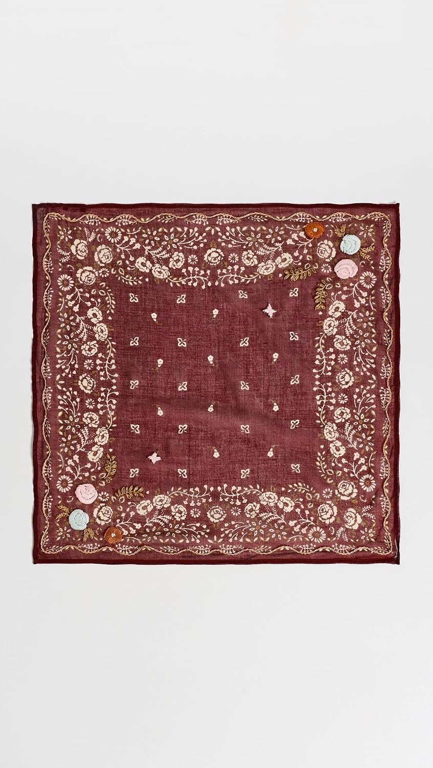 image:imageChan Luu Womens Embroidered Floral BandanaCabernet
