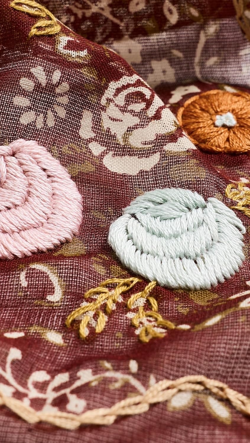 image:imageChan Luu Womens Embroidered Floral BandanaCabernet
