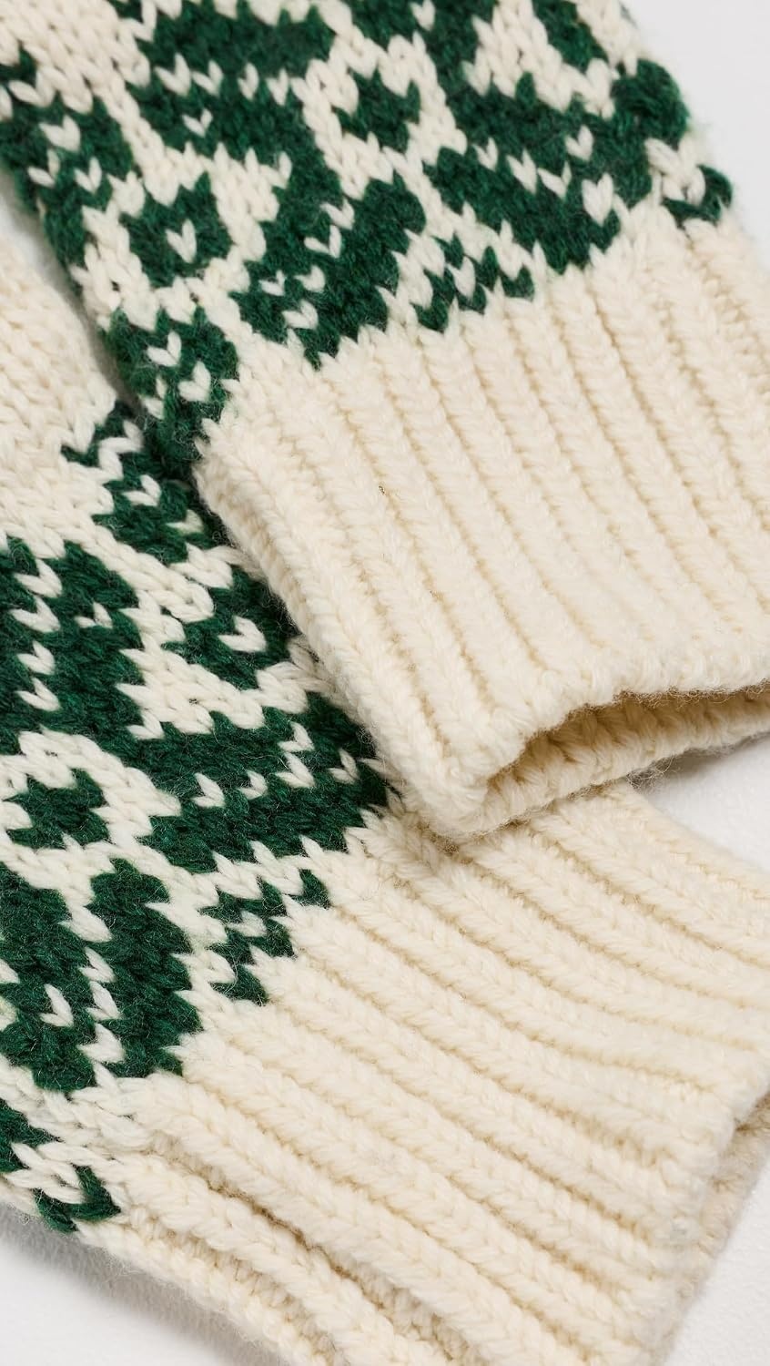 image:imageFaherty Womens Diamond Fair Isle Pop Top MittensPine Green