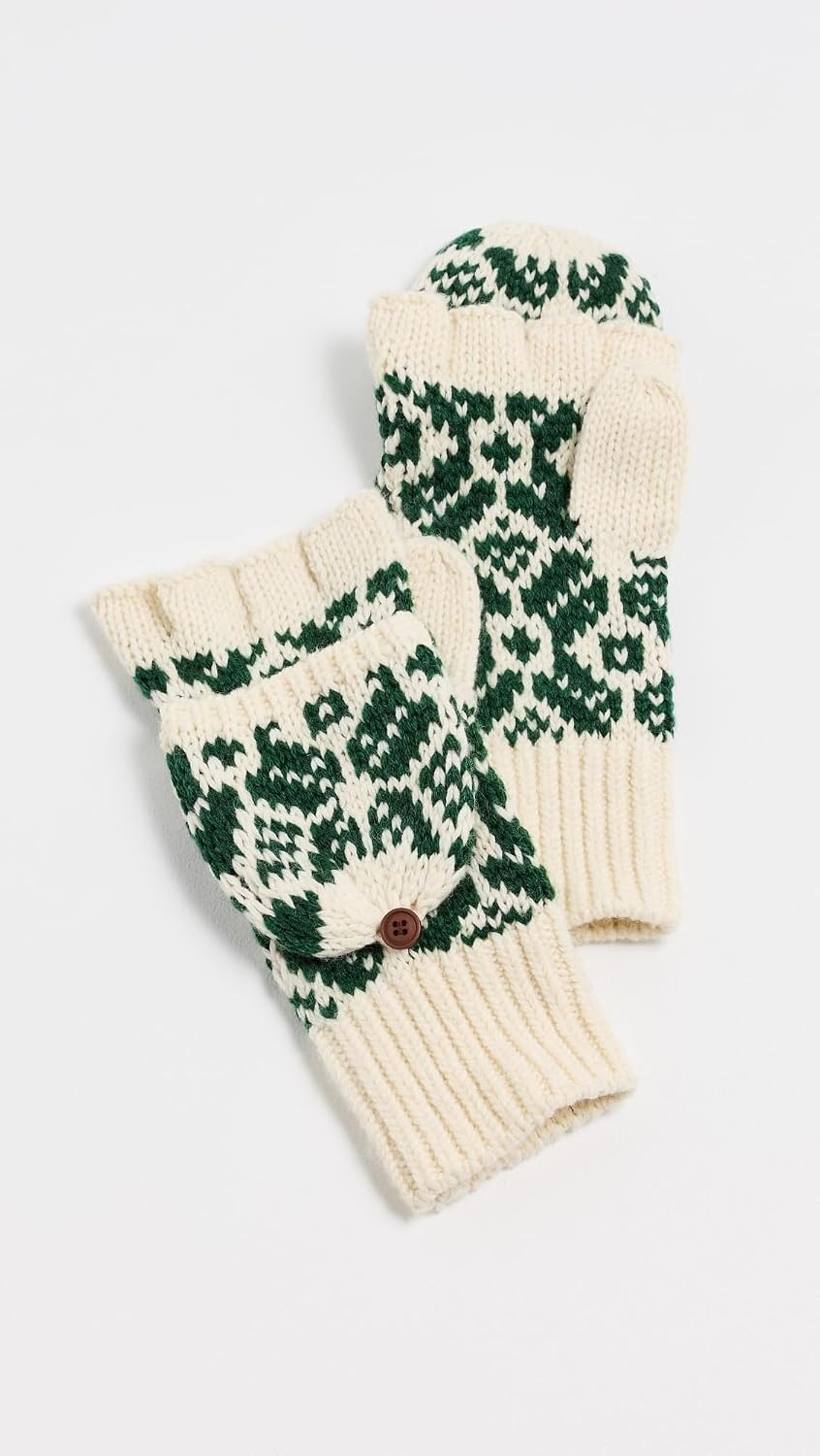 image:imageFaherty Womens Diamond Fair Isle Pop Top MittensPine Green