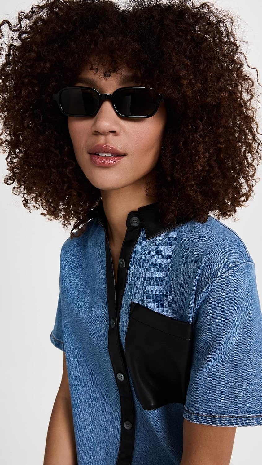 image:imageLe Specs Pilferer Retro Sunglasses for Women and MenBlack FrameKhaki Lens