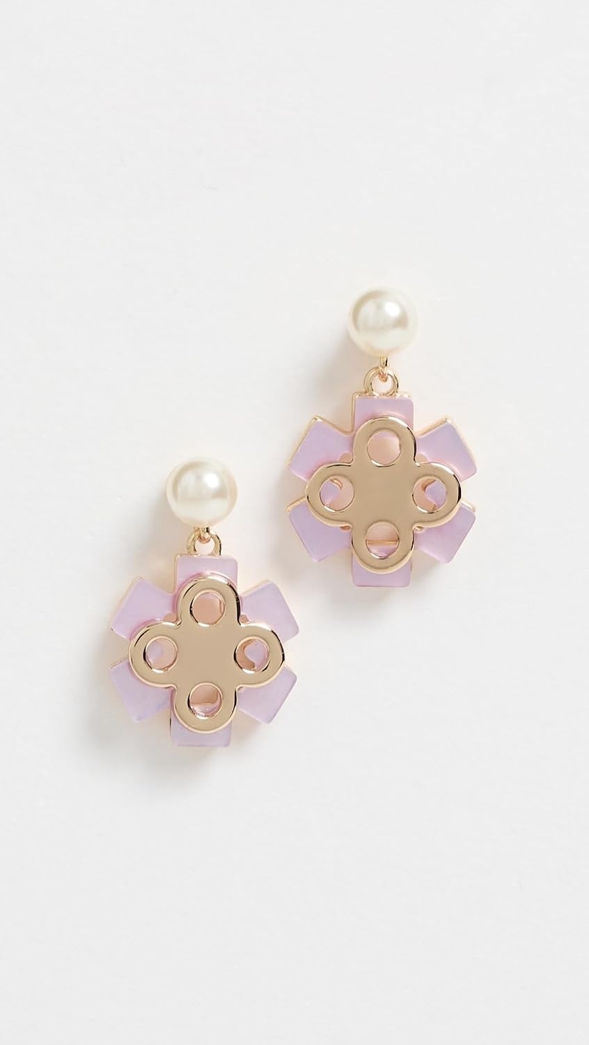image:imageTory Burch Womens Forget Me Not Pearl Drop EarringsTory GoldPinkCrystal