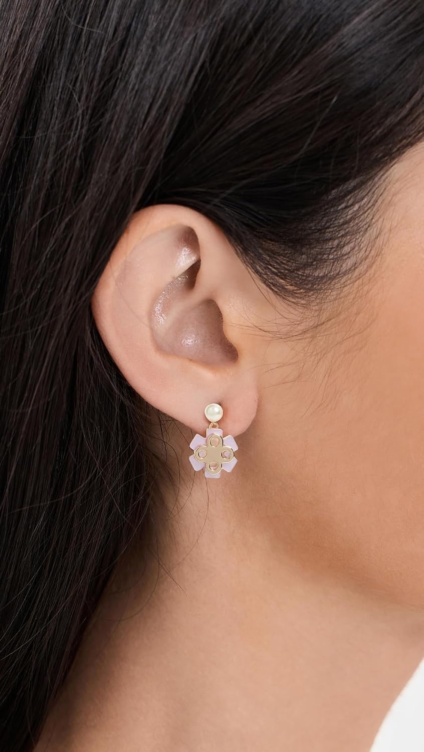image:imageTory Burch Womens Forget Me Not Pearl Drop EarringsTory GoldPinkCrystal