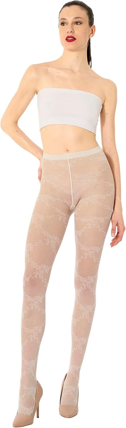 image:imageWolford Womens Floral Lace TightsWhipped Cream