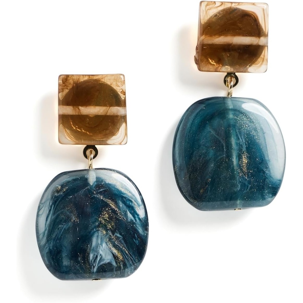 image:imageBy Adina Eden Womens Amber Brown and Teal Blue Dangle EarringsMulti