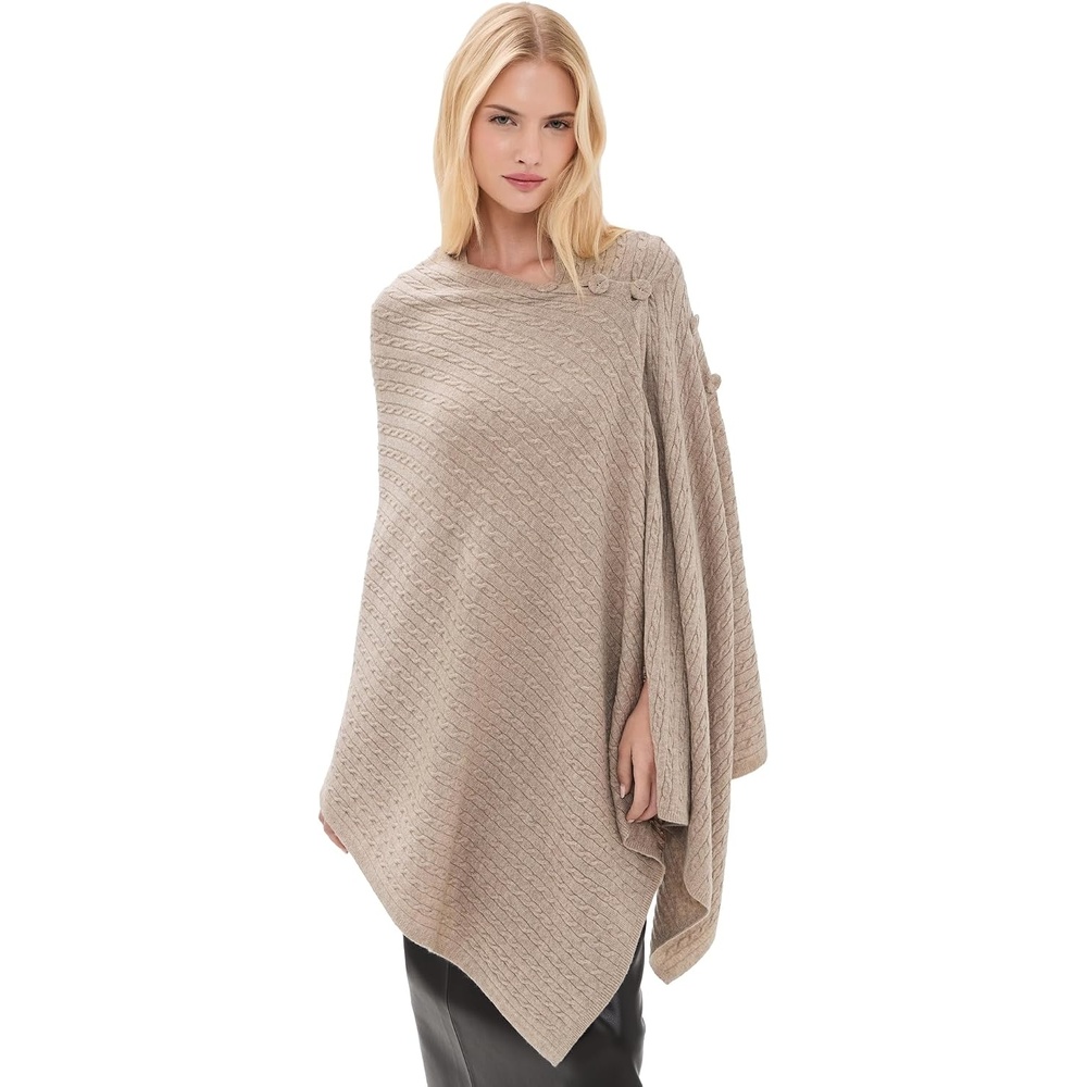image:imageBy Malene Birger Womens Liza Wool CapeGrey Brown Melange