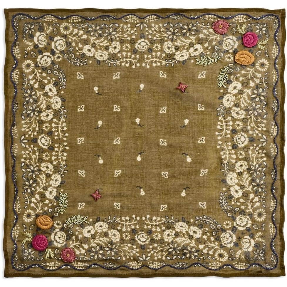 image:imageChan Luu Womens Embroidered Floral BandanaOlive