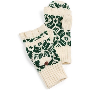 Faherty Women’s Diamond Fair Isle Pop Top Mittens(Pine Green)
