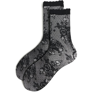 STEMS Women’s Margaux Rose Floral Socks(Black)