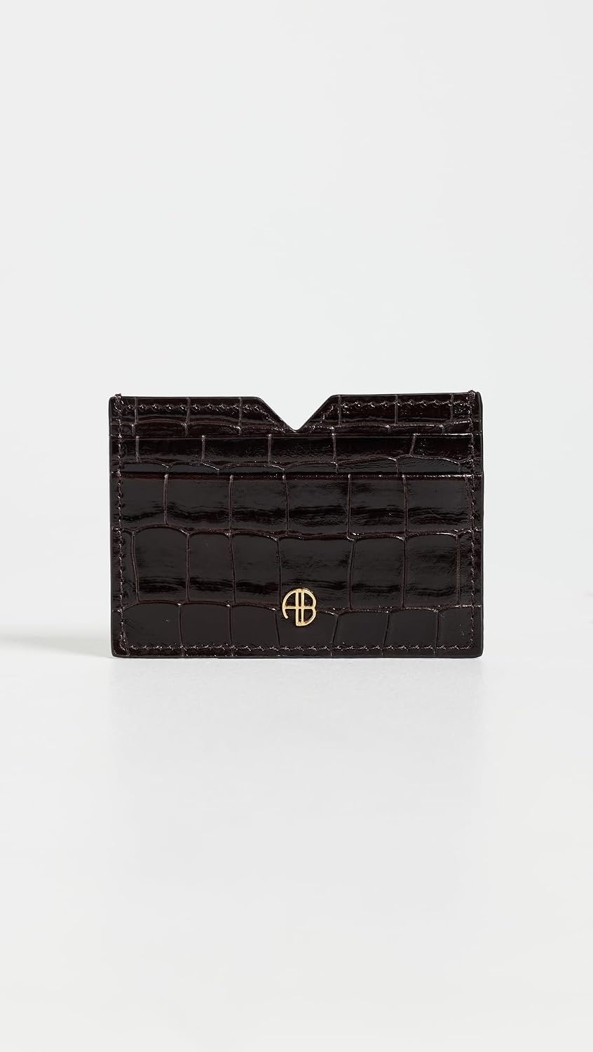 image:imageANINE BING Womens Calli Embossed Card Holder Dark Brown One SizeDark Brown