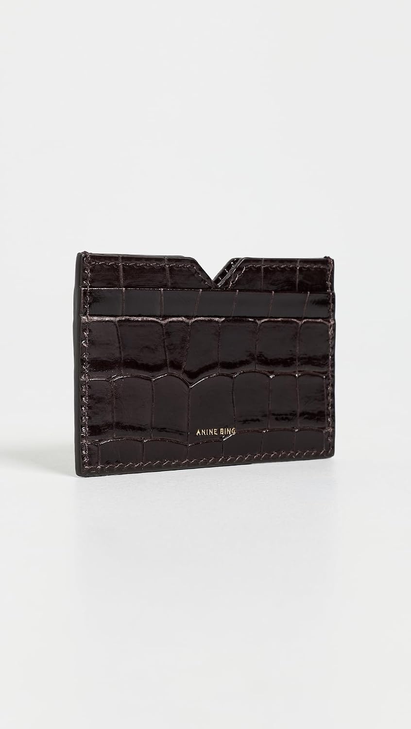 image:imageANINE BING Womens Calli Embossed Card Holder Dark Brown One SizeDark Brown