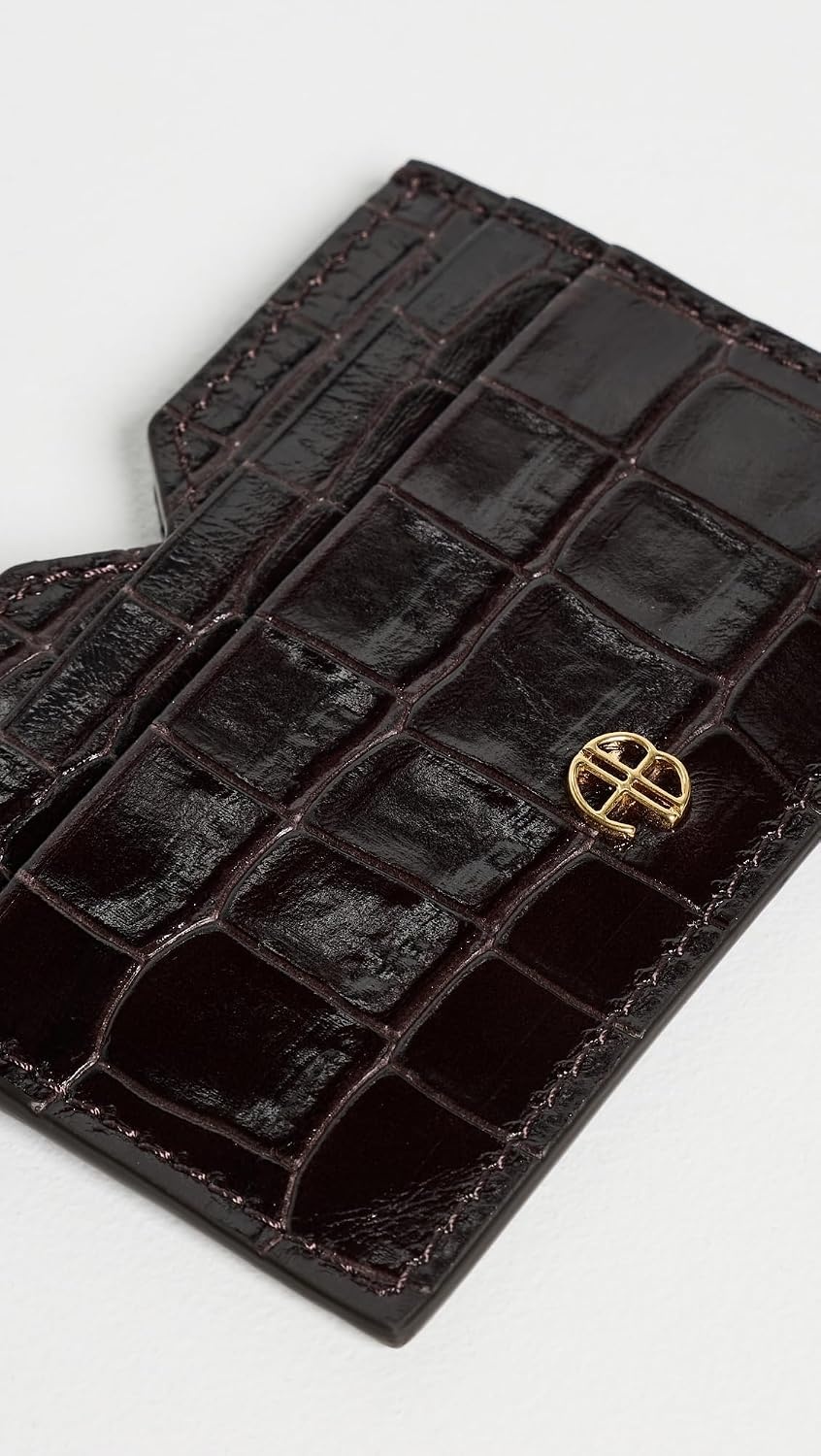 image:imageANINE BING Womens Calli Embossed Card Holder Dark Brown One SizeDark Brown