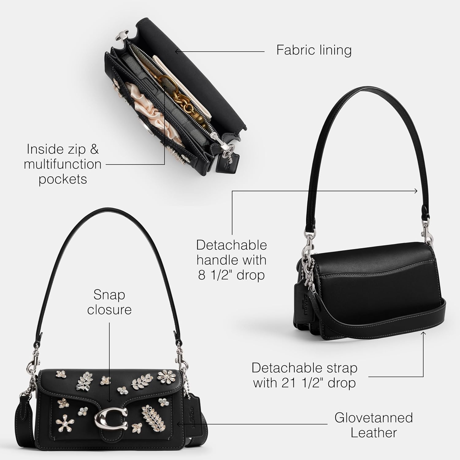 image:imageCOACH Tabby Shoulder Bag 20SilverBlack Crystal