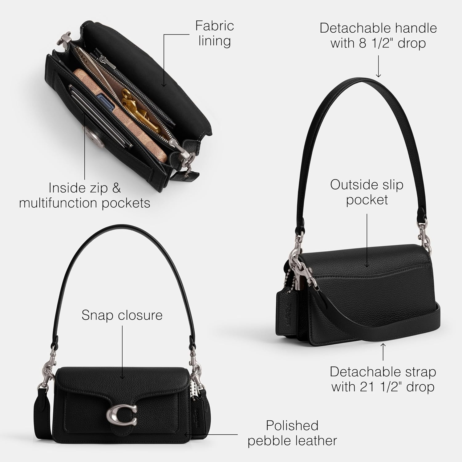 image:imageCOACH Tabby Shoulder Bag 20SilverBlack Pebble Leather