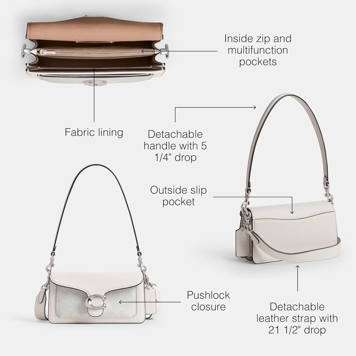 image:imageCOACH Tabby Shoulder Bag 20SilverWhite Chalk