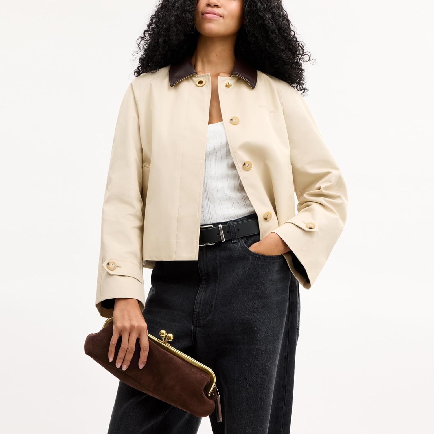 image:imageCoach Kisslock Frame Bag 30BrassSuede Dark Chocolate