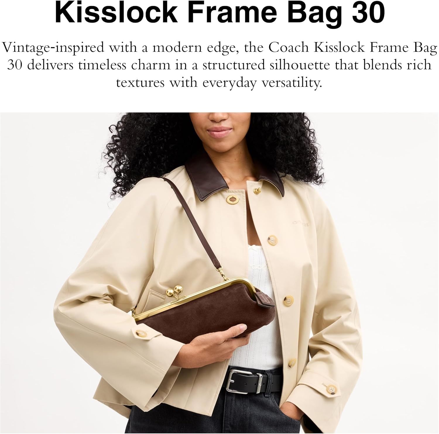 image:imageCoach Kisslock Frame Bag 30BrassSuede Dark Chocolate