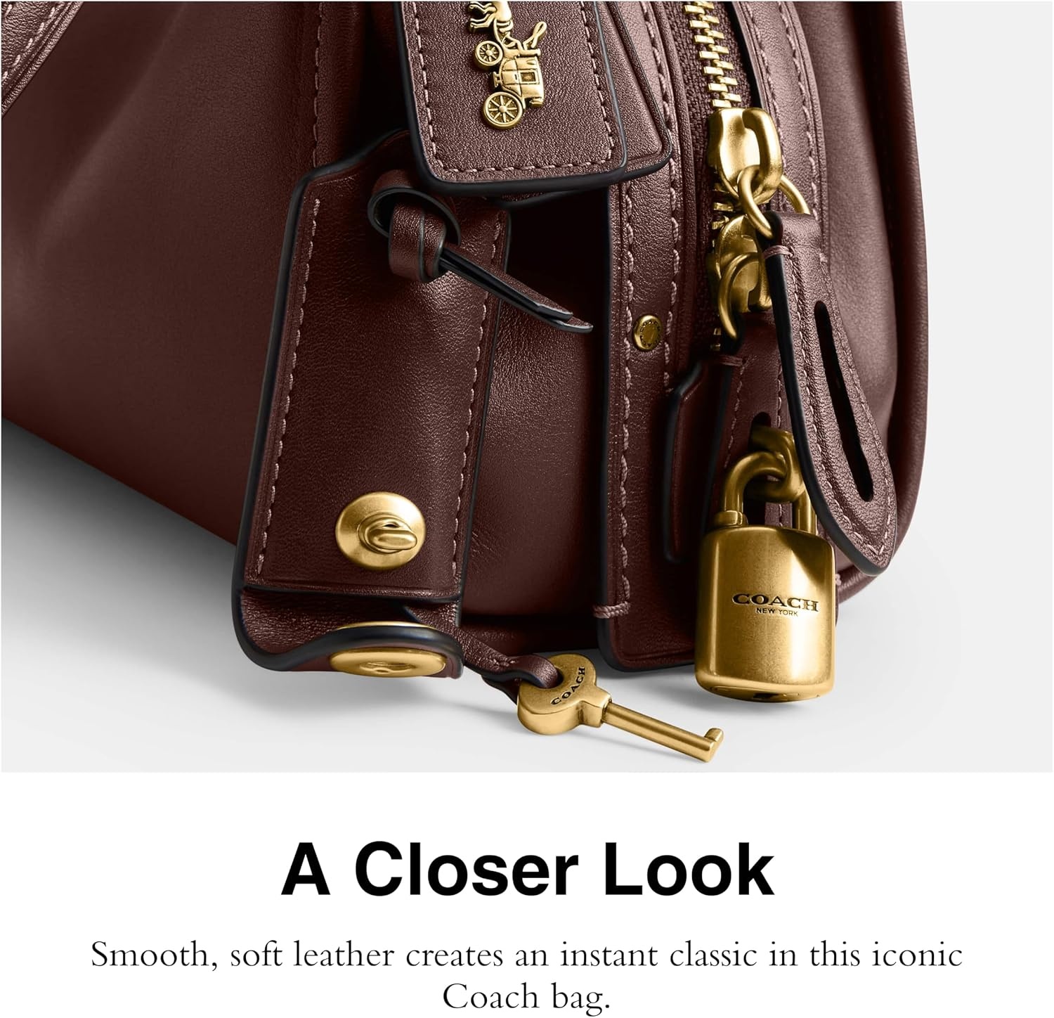 image:imageCoach Womens Soft Grain Leather East West Rogue Bag 34Maple
