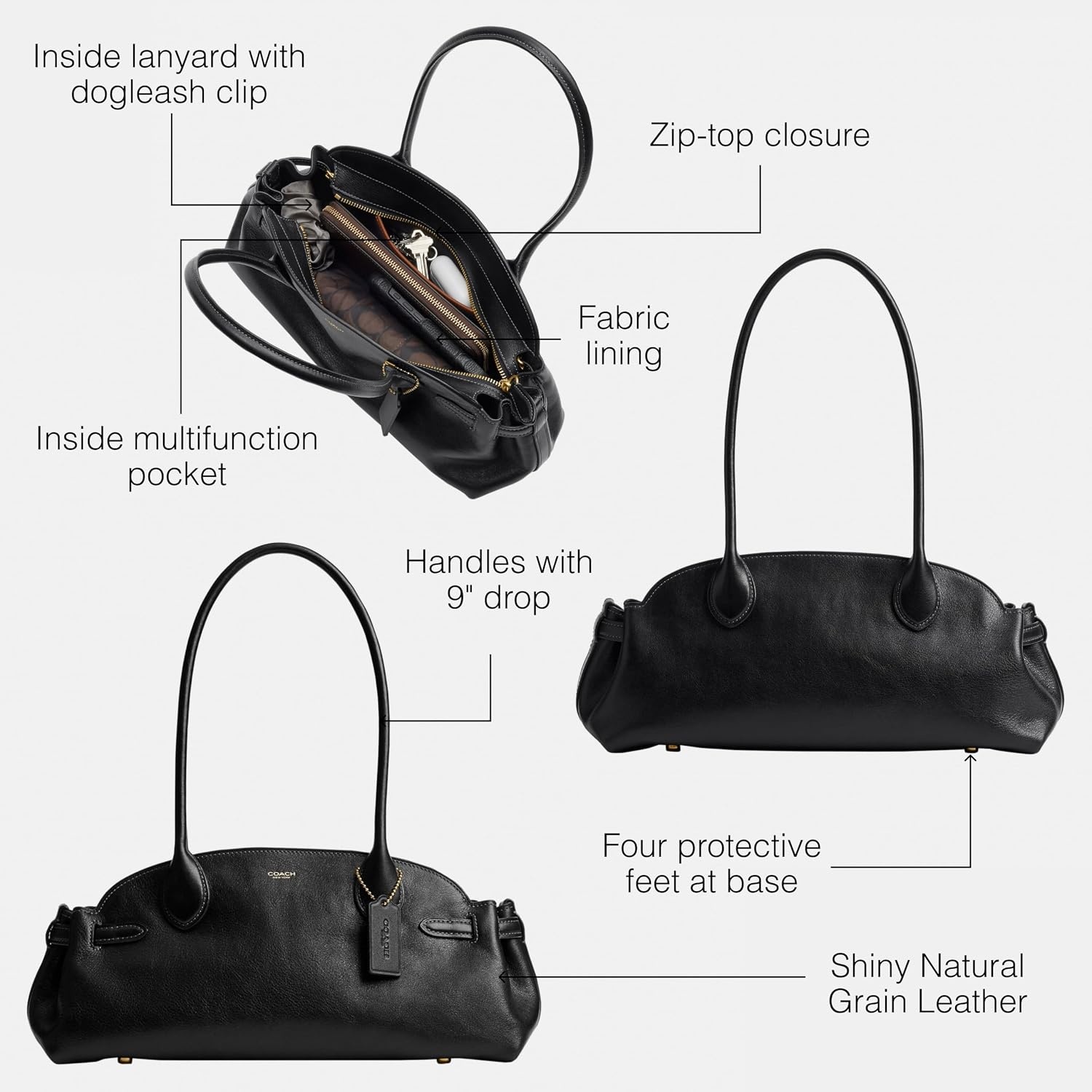 image:imageCoach Womens Super Soft Empire Carryall 34 Shoulder BagBrassBlack